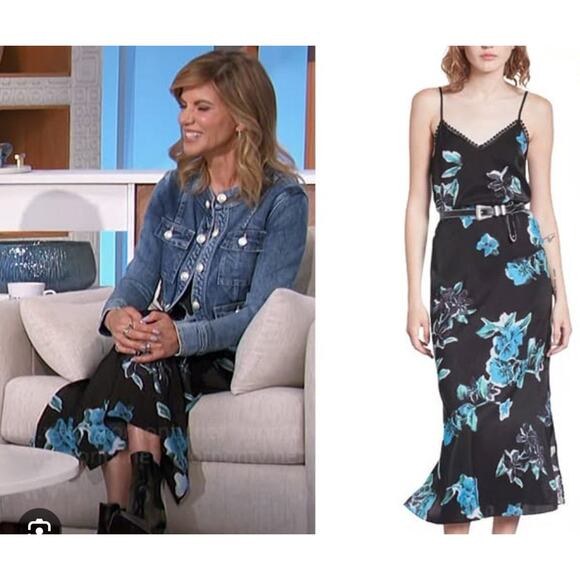 NWT The Kooples 90’s Slip Dress Black Blue Floral US "2" M Grunge ASO THE TALK - Picture 3 of 14